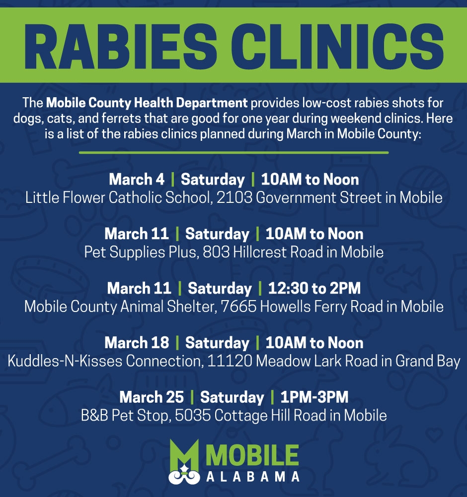 rabies schedule March